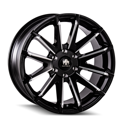 Mayhem - CROSSFIRE - Black - GLOSS BLACK MILLED - 20" x 9.5", 10 Offset, 5x150 (Bolt Pattern), 110mm HUB