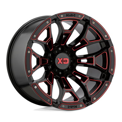 XD Series - XD841 BONEYARD - Black - Gloss Black Milled With Red Tint - 20" x 10", -18 Offset, 8x170 (Bolt Pattern), 125.1mm HUB