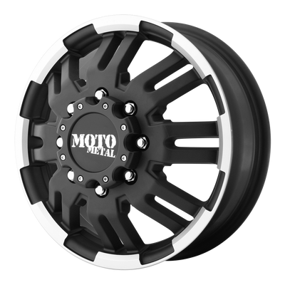 Moto Metal - MO963 - Gunmetal - MATTE BLACK MACHINED - FRONT - 16" x 6", 111 Offset, 8x170 (Bolt Pattern), 125.1mm HUB