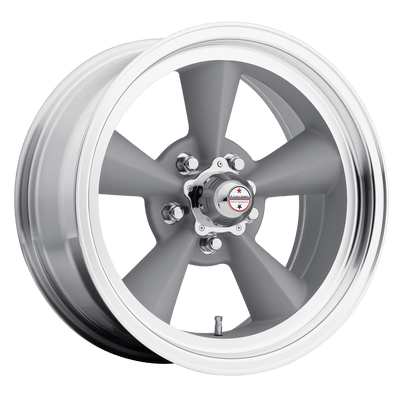 American Racing Vintage - VN309 TT O - Gunmetal - VINTAGE SILVER MACHINED LIP - 15" x 5", -6 Offset, 5x120.65 (Bolt Pattern), 83.1mm HUB