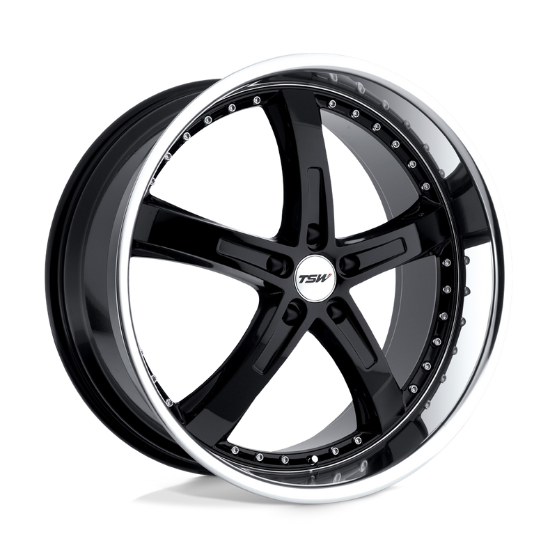 TSW Wheels - JARAMA - Black - Gloss Black with Mirror Cut Lip - 19" x 9.5", 20 Offset, 5x120 (Bolt Pattern), 76.1mm HUB