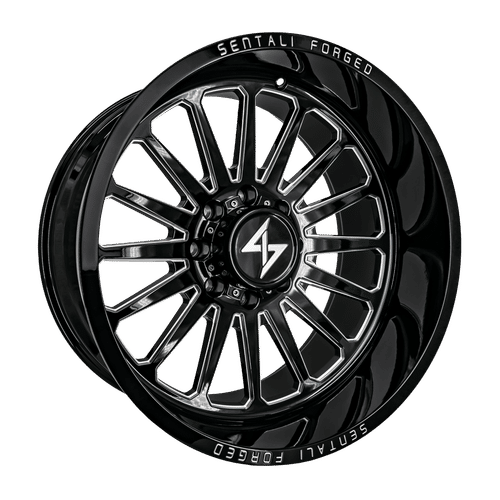 Sentali - Forged SF-2 - Black - Gloss Black Milled - 26" x 14", -76 Offset, 5x127 (Bolt pattern), 71.5mm HUB