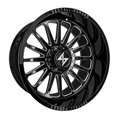 Sentali - Forged SF-2 - Black - Gloss Black Milled - 24" x 14", -76 Offset, 5x139.7 (Bolt pattern), 77.8mm HUB