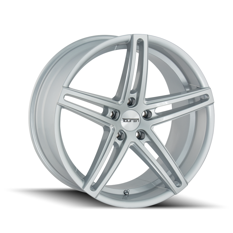 Touren - TR73 - Silver - GLOSS SILVER/MILLED SPOKES - 18" x 8", 20 Offset, 5x120 (Bolt Pattern), 74.1mm HUB