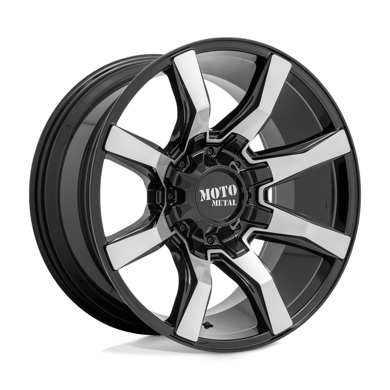 Moto Metal - MO804 SPIDER - Black - GLOSS BLACK MACHINED - 22" x 12", -44 Offset, 8x165.1 (Bolt Pattern), 125.1mm HUB