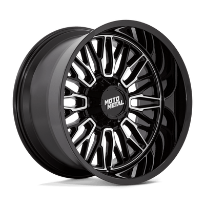 Moto Metal - MO809 STINGER - Black - GLOSS BLACK MACHINED - 20" x 10", -18 Offset, 5x127/139.7 (Bolt Pattern), 78.1mm HUB