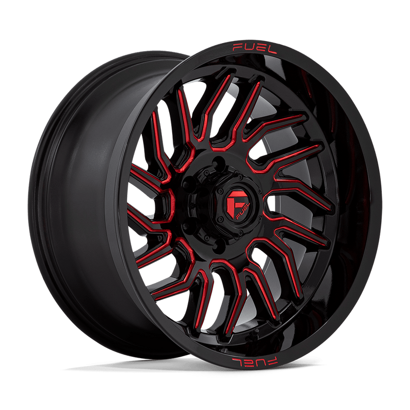 Fuel - D808 HURRICANE - Black - GLOSS BLACK MILLED RED TINT - 20" x 10", -18 Offset, 6x135 (Bolt Pattern), 87.1mm HUB