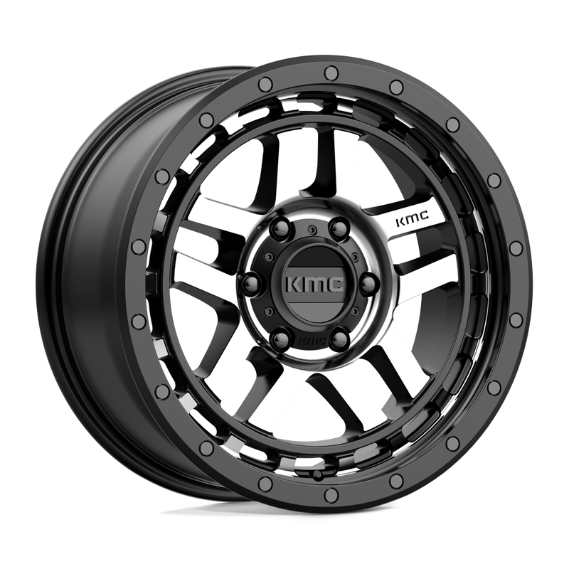 KMC Wheels - KM540 RECON - Black - SATIN BLACK MACHINED - 18" x 8.5", 18 Offset, 6x139.7 (Bolt Pattern), 106.1mm HUB