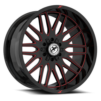 XF Off-Road - XF-240 - Black - Gloss Black Milled Red - 20" x 10", -12 Offset, 5x127/139.7 (Bolt pattern), 78.1mm HUB