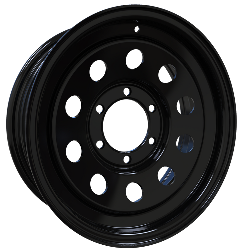 Envy Wheels - TRAILER STEEL MODULAR - Black - GLOSS BLACK - 16" x 6", 0 Offset, 6x139.7 (Bolt Pattern), 108mm HUB