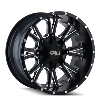 Cali Off-Road - AMERICANA - Black - SATIN BLACK/MILLED SPOKES - 20" x 10", -25 Offset, 6x135/139.7 (Bolt Pattern), 106mm HUB