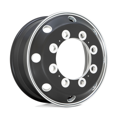 ATX - AO404 JOURNEY - Black - GLOSSY BLACK WITH POLISHED LIP - 22.5" x 9", 176 Offset, 10x285.75 (Bolt Pattern), 221mm HUB