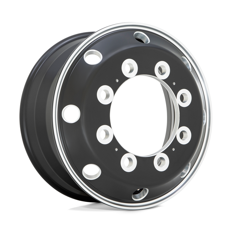 ATX - AO404 JOURNEY - Black - GLOSSY BLACK WITH POLISHED LIP - 22.5" x 9", 176 Offset, 10x285.75 (Bolt Pattern), 221mm HUB