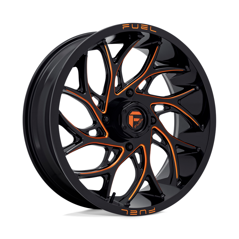 Fuel UTV - D780 RUNNER UTV - Black - GLOSS BLACK MILLED ORANGE - 20" x 7", 13 Offset, 4x156 (Bolt Pattern), 132mm HUB