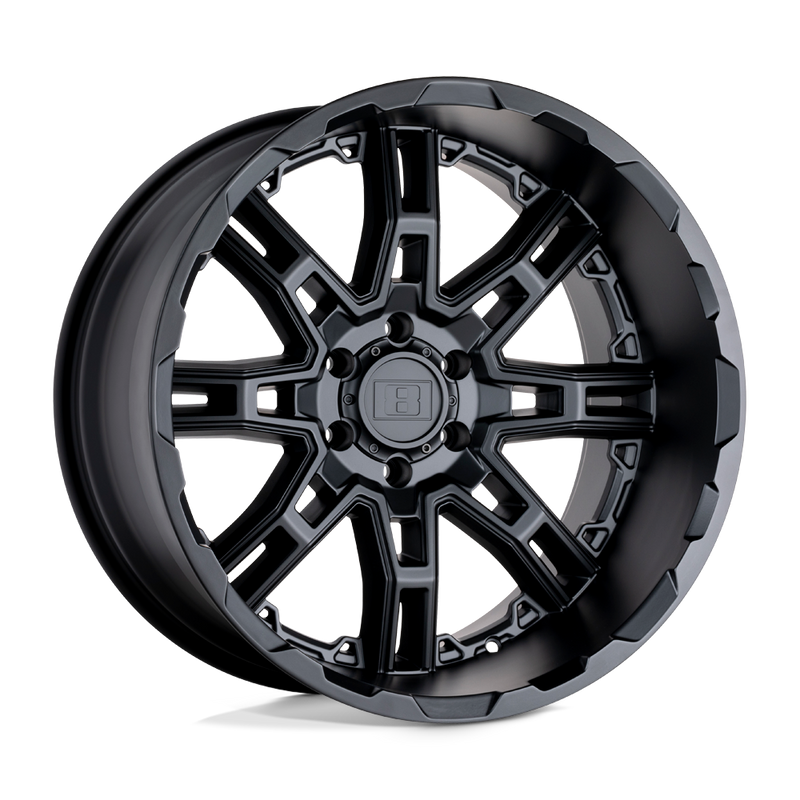 Level 8 - SLINGSHOT - Gunmetal - MATTE BLACK BIG X FACTOR - 17" x 8.5", 1 Offset, 6x120 (Bolt Pattern), 67.06mm HUB