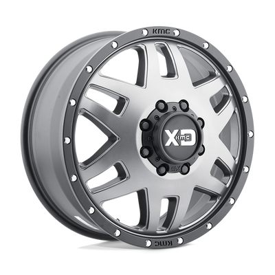 XD Series - XD130 MACHETE DUALLY - Grey - Matte Gray Black Ring - 17" x 6.5", -155 Offset, 8x210 (Bolt Pattern), 154.3mm HUB