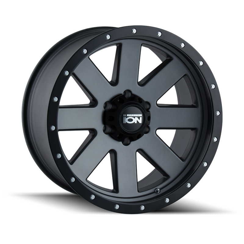 Ion Alloy - 134 - Gunmetal - MATTE GUNMETAL/BLACK BEADLOCK - 20" x 10", -19 Offset, 8x165.1 (Bolt Pattern), 130.8mm HUB