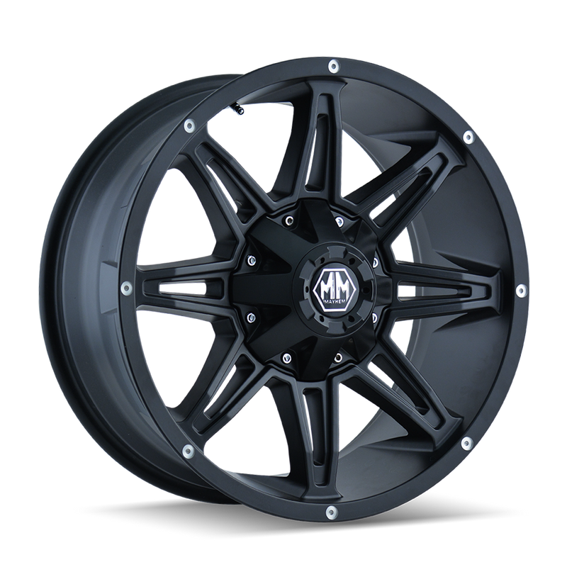 Mayhem - RAMPAGE - Black - MATTE BLACK - 17" x 9", 18 Offset, 8x180 (Bolt Pattern), 124.1mm HUB