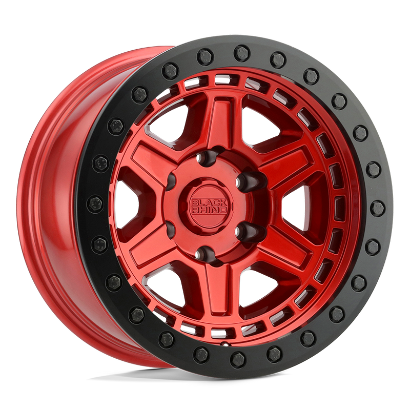 Black Rhino - RENO - CANDY RED WITH BLACK RING & BOLTS - 18" x 9.5", -12 Offset, 6x139.7 (Bolt Pattern), 112.1mm HUB