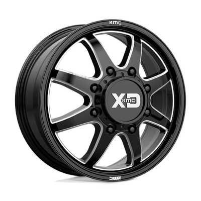 XD Series - XD845 PIKE DUALLY - Black - GLOSS BLACK MILLED - 20" x 8.25", 105 Offset, 8x165.1 (Bolt Pattern), 121.5mm HUB