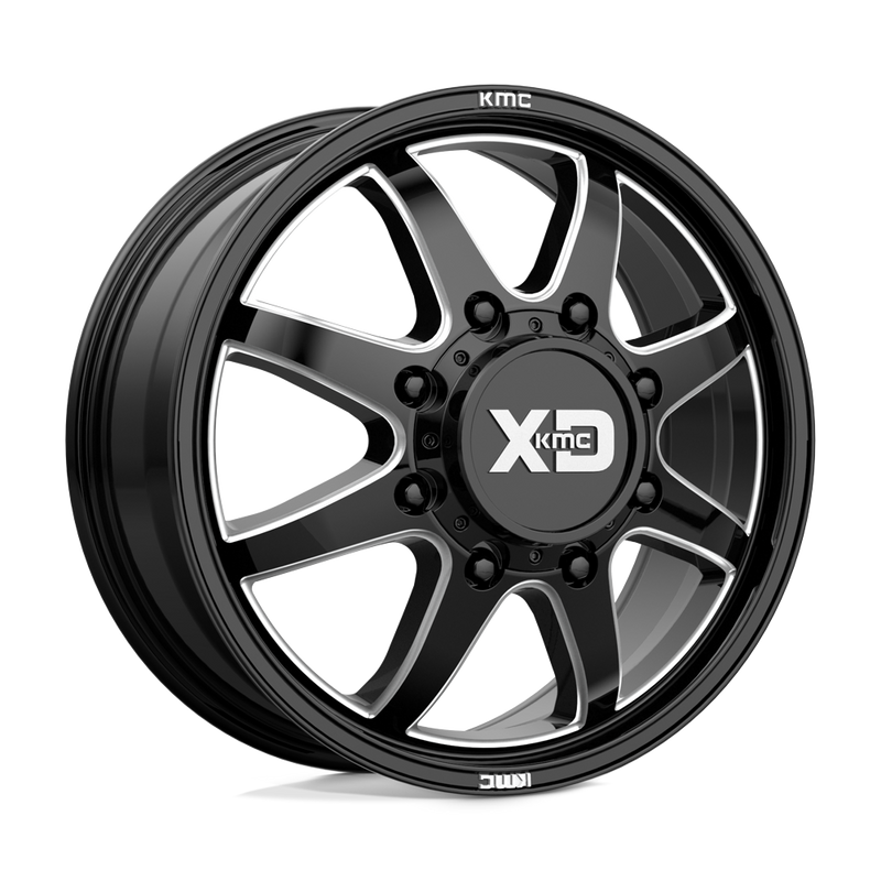 XD Series - XD845 PIKE DUALLY - Black - GLOSS BLACK MILLED - 20" x 8.25", 105 Offset, 8x165.1 (Bolt Pattern), 121.5mm HUB