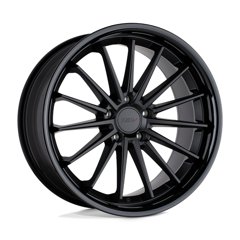 TSW Wheels - MARINA - Black - MATTE BLACK WITH GLOSS BLACK LIP - 20" x 8.5", 20 Offset, 5x112 (Bolt Pattern), 66.6mm HUB