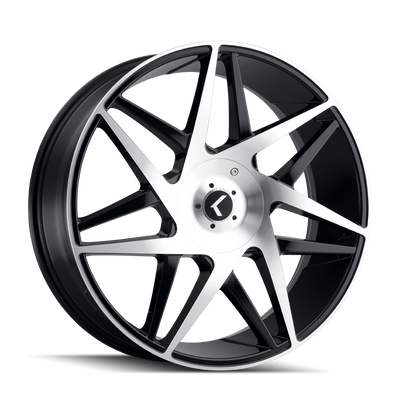 Kraze Wheels - KR192 - Black - BLACK/MACHINED FACE - 20" x 8.5", 38 Offset, 5x115/120 (Bolt Pattern), 74.1mm HUB