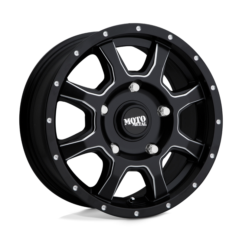Moto Metal - MO970 - Black - SEMI GLOSS BLACK MILLED - 17" x 8", 42 Offset, 5x160 (Bolt Pattern), 65.1mm HUB