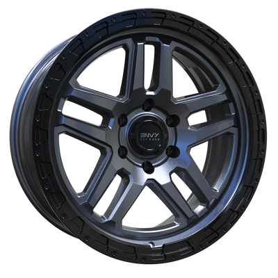 Envy Wheels - FFT-9 - Black - LIQUID METAL / GLOSS BLACK BEADLOCK - 20" x 9", -12 Offset, 6x135 (Bolt Pattern), 87.1mm HUB