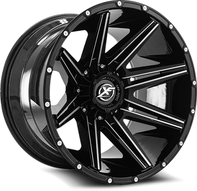 XF Off-Road - XF-220 - Black - Gloss Black Milled - 22" x 10", -18 Offset, 6x135/139.7 (Bolt pattern), 106.40mm HUB