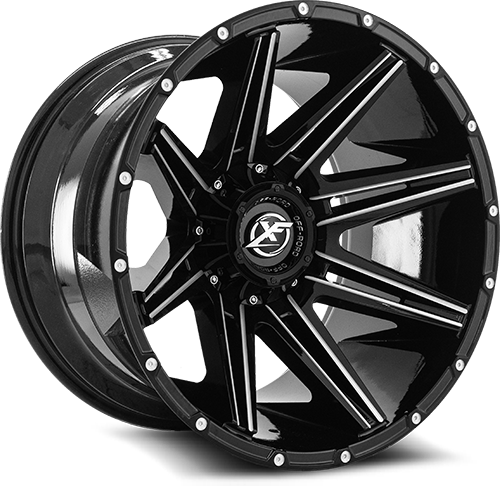 XF Off-Road - XF-220 - Black - Gloss Black Milled - 22" x 10", -18 Offset, 6x135/139.7 (Bolt pattern), 106.40mm HUB