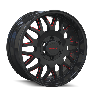 Mayhem - TRIPWIRE - Black - BLACK WITH PRISM RED - 20" x 9", 0 Offset, 8x170 (Bolt Pattern), 130.8mm HUB