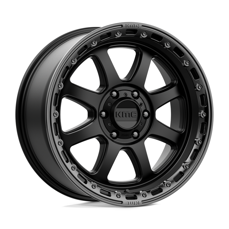 KMC Wheels - KM548 CHASE - Black - SATIN BLACK WITH GLOSS BLACK LIP - 20" x 9", 18 Offset, 6x114.3 (Bolt Pattern), 66.1mm HUB