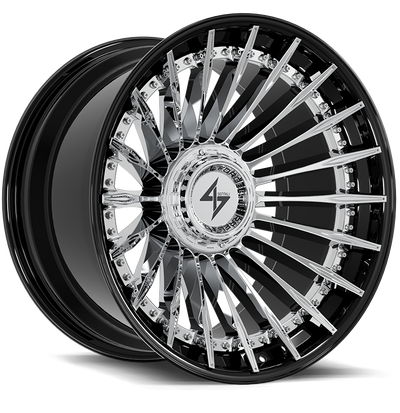 Sentali - BFX1 - Chrome - Gloss Black Lip / Chrome Centre - 22" x 10", -24 Offset, 8x165.1/180 (Bolt pattern), 125.20mm HUB