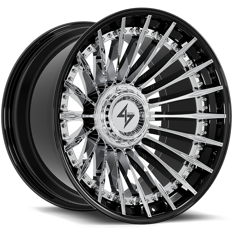 Sentali - BFX1 - Chrome - Gloss Black Lip / Chrome Centre - 22" x 10", -24 Offset, 8x165.1/180 (Bolt pattern), 125.20mm HUB
