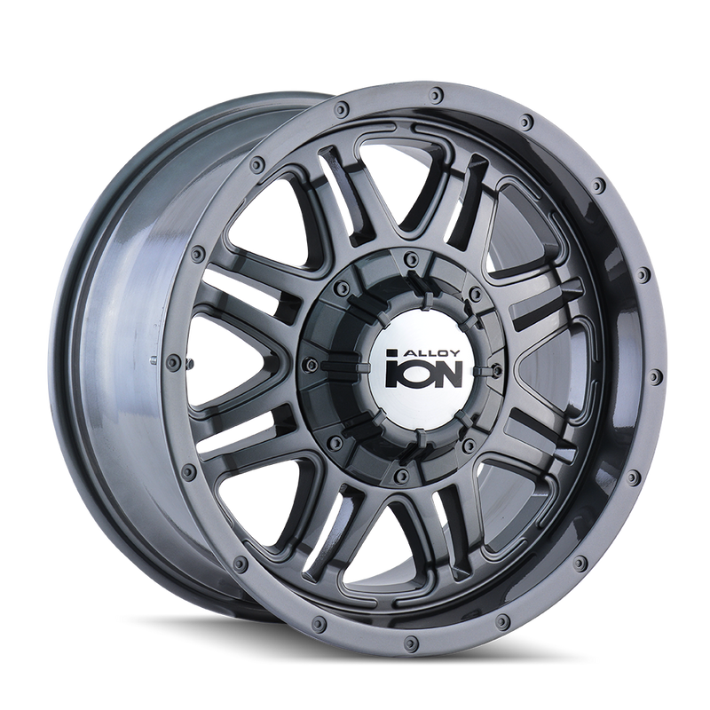 Ion Alloy - 186 - Gunmetal - GUNMETAL - 18" x 9", 25 Offset, 8x180 (Bolt Pattern), 124.1mm HUB