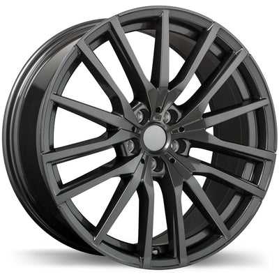 Replika - R233 - Gunmetal - Gloss Gunmetal - 22" x 9.5", 37 Offset, 5x112 (Bolt Pattern), 66.6mm HUB