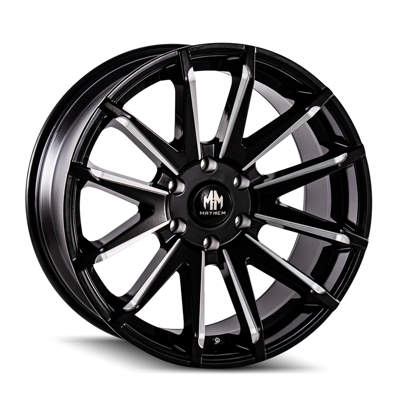 Mayhem - CROSSFIRE - Black - GLOSS BLACK MILLED - 22" x 9.5", 25 Offset, 5x150 (Bolt Pattern), 110mm HUB