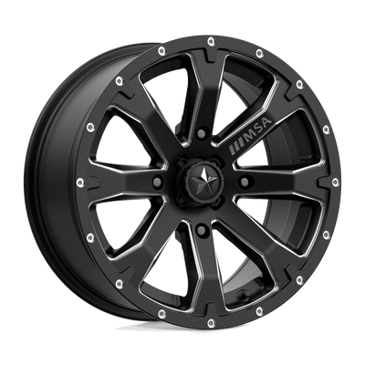 MSA Offroad Wheels - M42 BOUNTY - Black - SATIN BLACK MILLED - 15" x 7", 10 Offset, 4x156 (Bolt Pattern), 132mm HUB