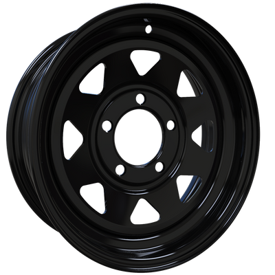 Envy Wheels - TRAILER STEEL SPOKE - Black - GLOSS BLACK - 13" x 4.5", -3 Offset, 5x114.3 (Bolt Pattern), 84mm HUB