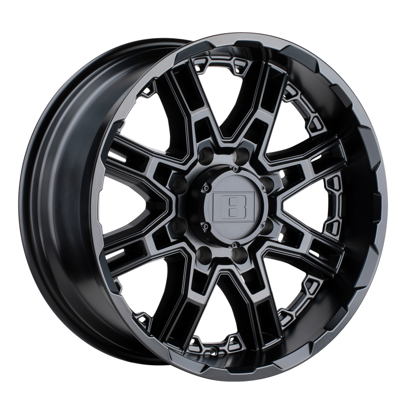 Level 8 - SLINGSHOT - Black - MATTE BLACK - 20" x 9", 10 Offset, 6x139.7 (Bolt Pattern), 112.1mm HUB
