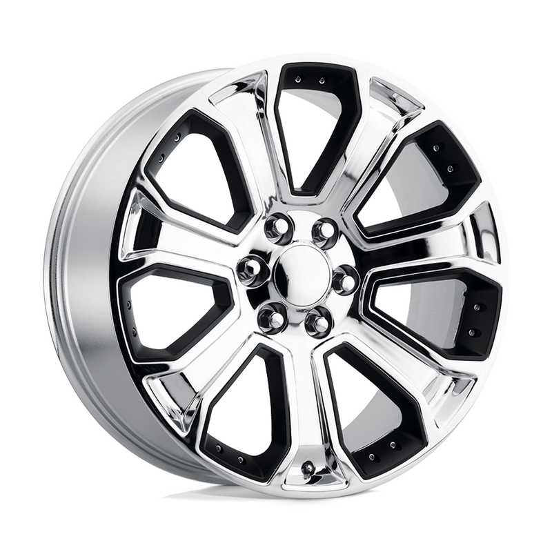 OE Creations - PR113 - Chrome - CHROME WITH MATTE BLACK ACCENTS - 20" x 9", 24 Offset, 6x139.7 (Bolt Pattern), 78.1mm HUB