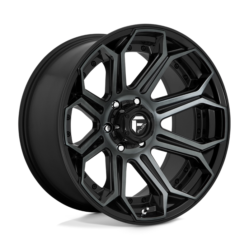 Fuel - D704 SIEGE - Black - GLOSS MACHINED DOUBLE DARK TINT - 22" x 10", -18 Offset, 6x135 (Bolt Pattern), 87.1mm HUB