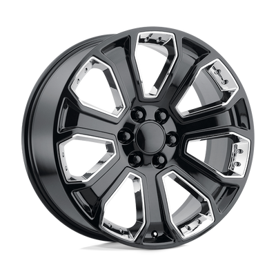 OE Creations - PR113 - Black - GLOSS BLACK WITH CHROME ACCENTS - 20" x 9", 24 Offset, 6x139.7 (Bolt Pattern), 78.1mm HUB