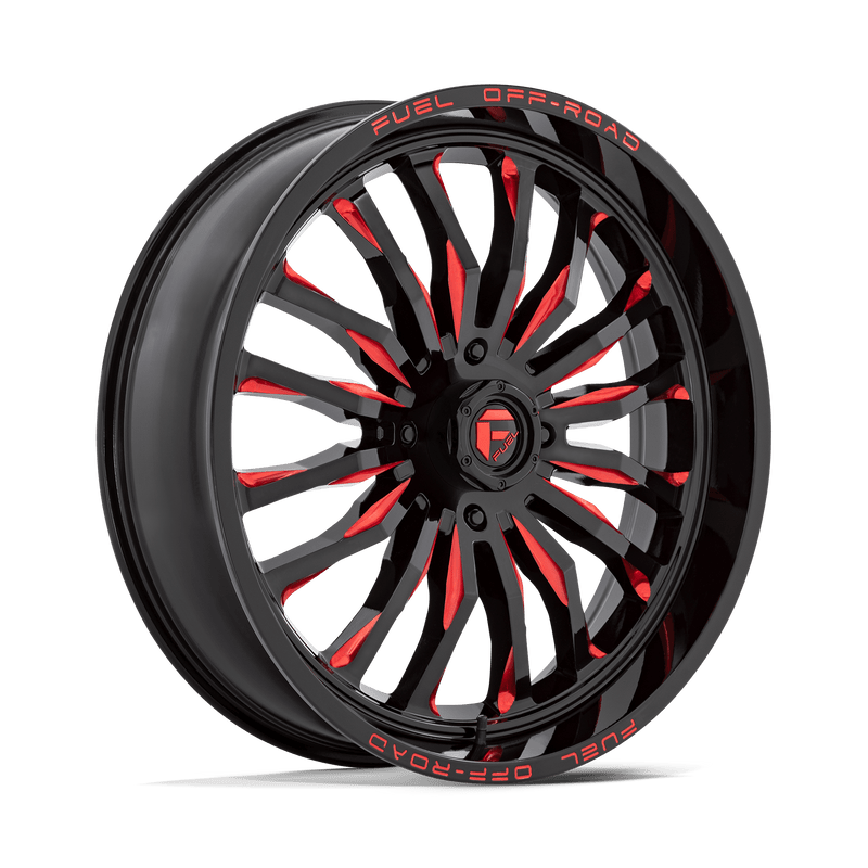 Fuel UTV - D822 ARC UTV - Black - GLOSS BLACK MILLED RED - 24" x 7", 13 Offset, 4x137 (Bolt Pattern), 110.1mm HUB