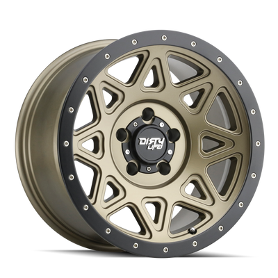 Dirty Life - THEORY - Gold - MATTE GOLD WITH MATTE BLACK LIP - 20" x 9", 0 Offset, 5x127 (Bolt Pattern), 78.1mm HUB