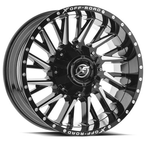 XF Off-Road - XF-226 - Black - Gloss Black Milled - 20" x 10", -12 Offset, 6x135/139.7 (Bolt pattern), 108mm HUB