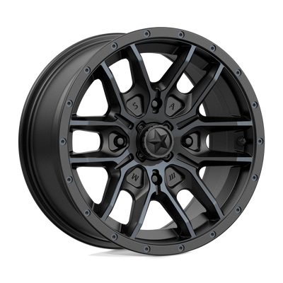 MSA Offroad Wheels - M43 FANG - Black - SATIN BLACK WITH TITANIUM TINT - 15" x 7", 10 Offset, 4x137 (Bolt Pattern), 112.1mm HUB