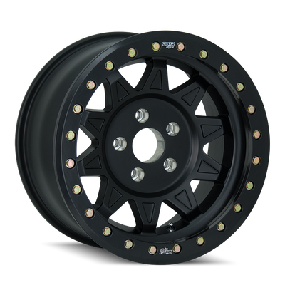 Dirty Life - ROADKILL - Black - MATTE BLACK/BLACK BEADLOCK - 17" x 9", -14 Offset, 5x114.3 (Bolt Pattern), 83.8mm HUB