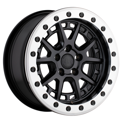 Black Rhino - GRAVEL BEADLOCK - Gunmetal - MATTE BLACK W/ MACHINED RING - 15" x 7", 15 Offset, 5x100 (Bolt Pattern), 72.56mm HUB